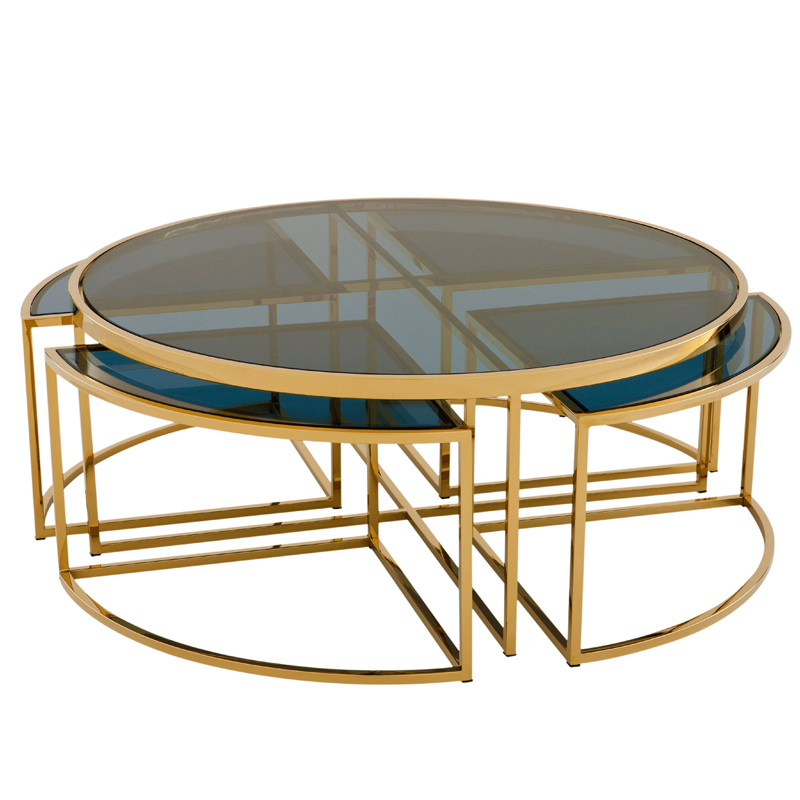 Кофейный стол Eichholtz Coffee Table Padova Gold Золотой Стекло Смок в Орле | Loft Concept 