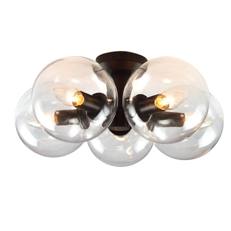 Потолочный светильник Modo 5 Globes Ceiling Lamp 41 Черный Прозрачное Стекло Потолочный светильник Modo 5 Globes Ceiling Lamp 41 Черный Прозрачное Стекло в Орле | Loft Concept