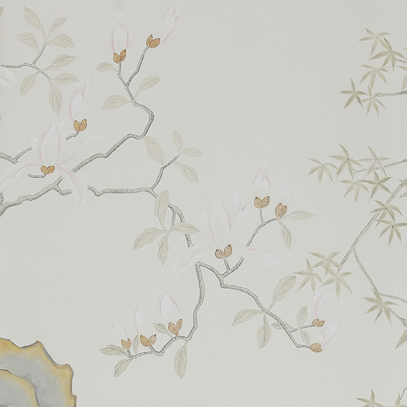 Обои ручная роспись Summer Night Blossom Colourway SC-122 on Bleached white dyed silk  в Орле | Loft Concept 