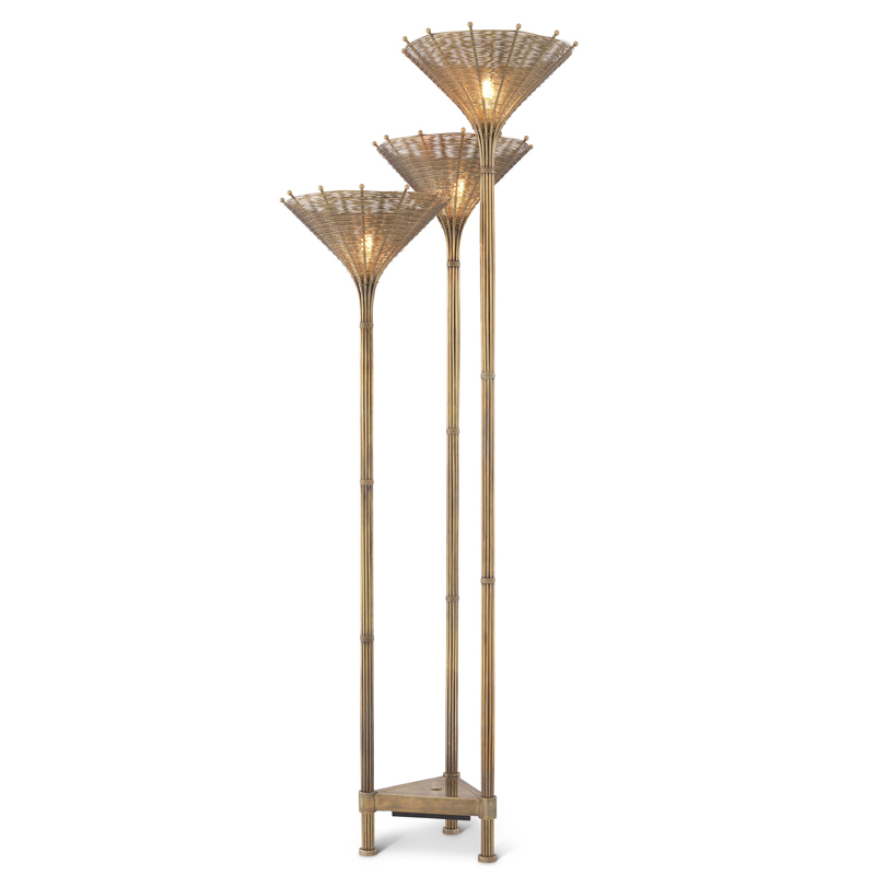 Торшер Eichholtz Floor Lamp Kon Tiki Triple Винтажная латунь Торшер Eichholtz Floor Lamp Kon Tiki Triple Винтажная латунь в Орле | Loft Concept
