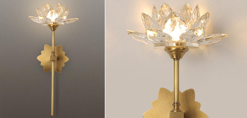 Настенный светильник Хрустальный Цветок Лотоса Lotus flower Wall Clear Glass C Настенный светильник Хрустальный Цветок Лотоса Lotus flower Wall Clear Glass C - Loft-Concept в Орле