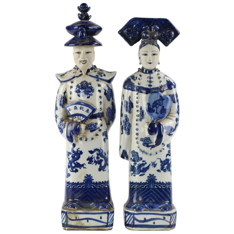 Комплект из двух статуэток Emperor and Empress set 2 Синий Белый в Орле | Loft Concept 