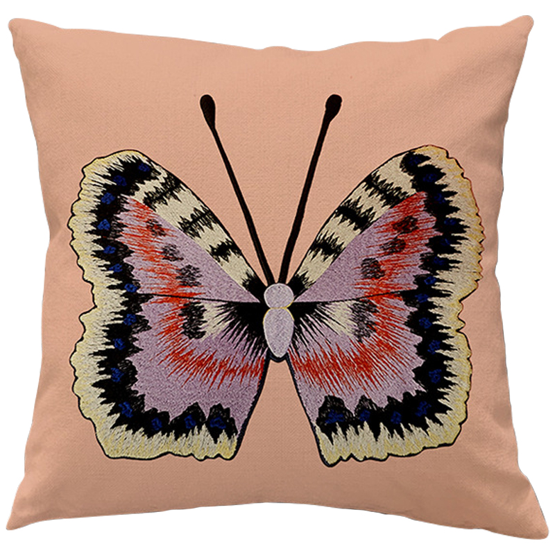 Декоративная подушка Стиль Gucci Butterfly Розовый пастельный Желтый Сиреневый Черный в Орле | Loft Concept 
