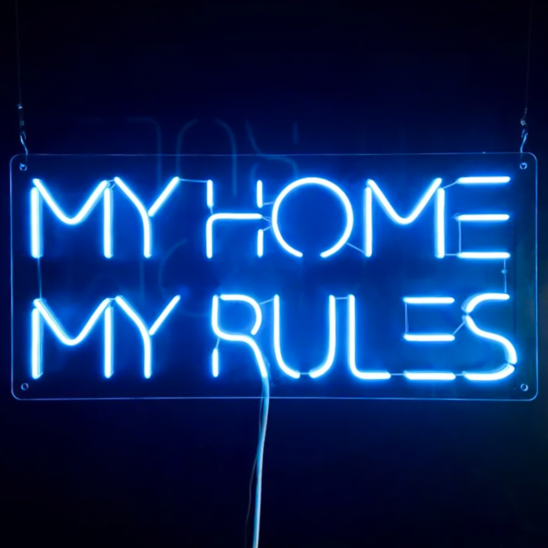 Неоновая настенная лампа My Home My Rules Neon Wall Lamp Синий Прозрачный в Орле | Loft Concept 