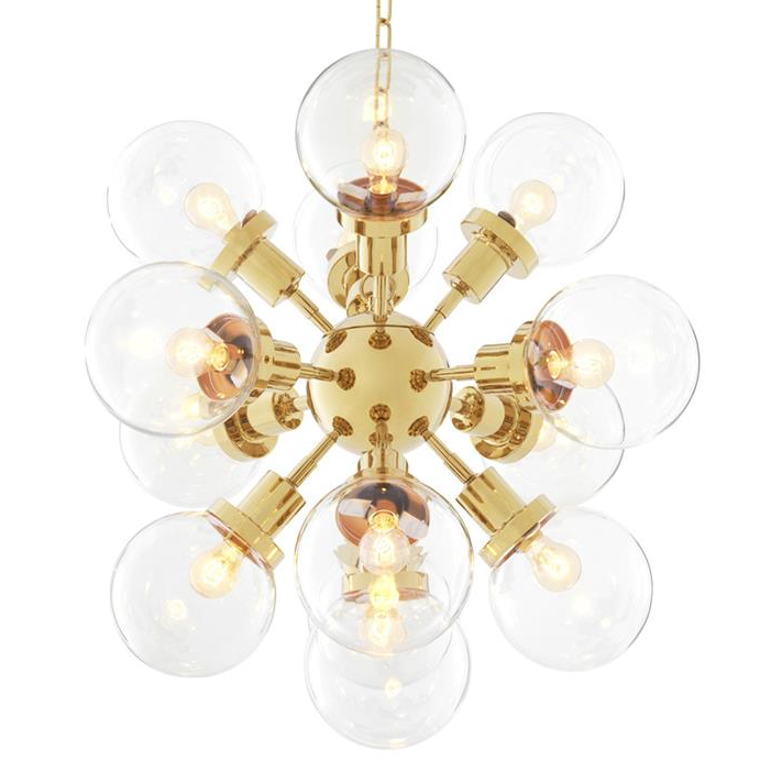 Люстра Chandelier Ludlow Gold Глянцевое золото Прозрачное Стекло Люстра Chandelier Ludlow Gold Глянцевое золото Прозрачное Стекло в Орле | Loft Concept