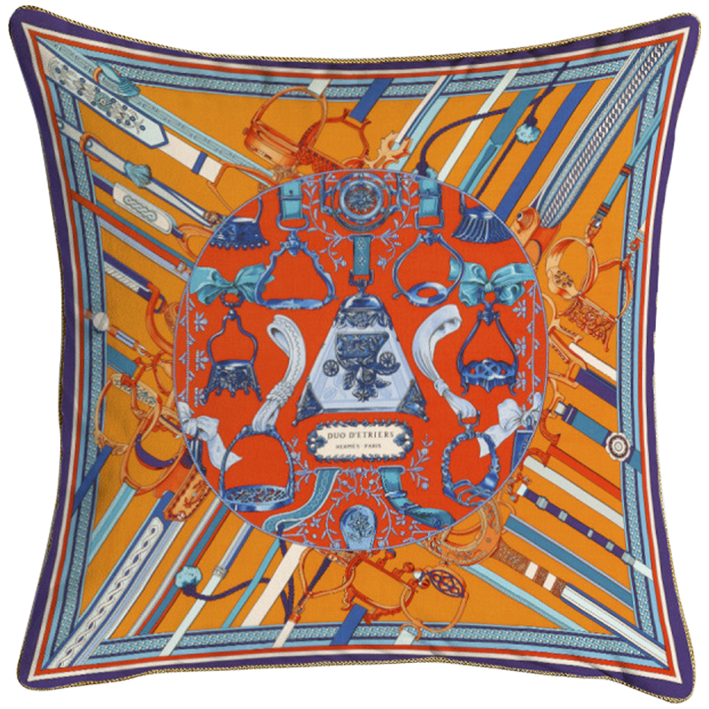 Декоративная подушка Hermes 63 Мульти Оранжевый Красный Синий Декоративная подушка Hermes 63 Мульти Оранжевый Красный Синий в Орле | Loft Concept
