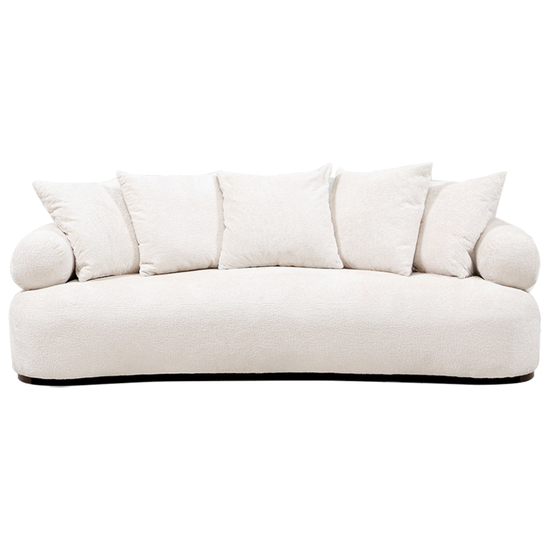 Трехместный диван с обивкой букле молочного цвета Leonois Boucle Sofa Молочный Коричневый Трехместный диван с обивкой букле молочного цвета Leonois Boucle Sofa Молочный Коричневый в Орле | Loft Concept