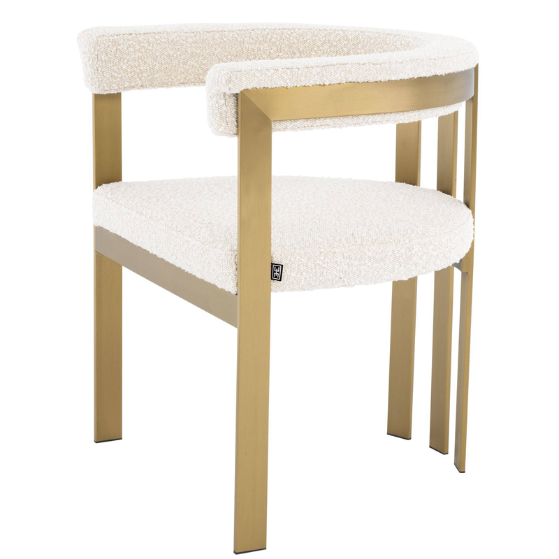 Стул Eichholtz Dining Chair Clubhouse boucle cream Кремовый Латунь Стул Eichholtz Dining Chair Clubhouse boucle cream Кремовый Латунь в Орле | Loft Concept