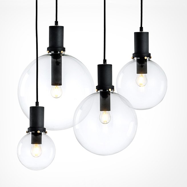 Подвесной светильник Glass Globe Black Прозрачное Стекло Черный Подвесной светильник Glass Globe Black Прозрачное Стекло Черный в Орле | Loft Concept