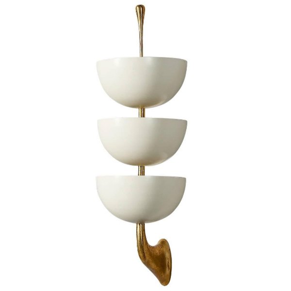 Бра Stilnovo Rare Pair of Stamped Sconces Белый Золотой Бра Stilnovo Rare Pair of Stamped Sconces Белый Золотой в Орле | Loft Concept