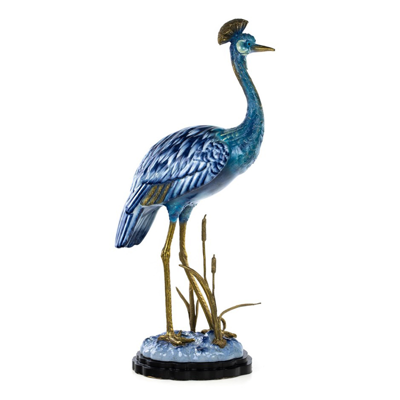Статуэтка Crane Figurine Белый Синий Бронза Статуэтка Crane Figurine Белый Синий Бронза в Орле | Loft Concept