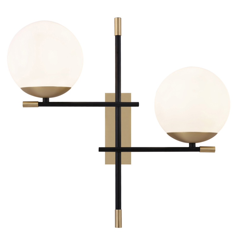 Бра Spike Two Balls Wall Lamp матовое золото Прозрачный белый в Орле | Loft Concept 