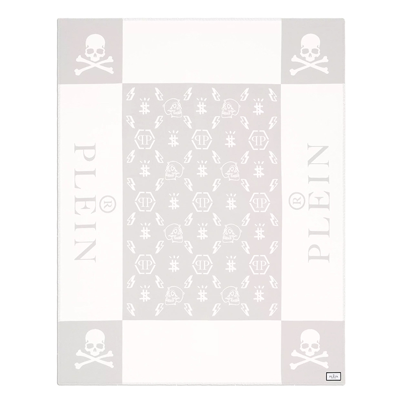 Плед Philipp Plein Plaid Cashmere Skull Grey Серый Белый Плед Philipp Plein Plaid Cashmere Skull Grey Серый Белый в Орле | Loft Concept
