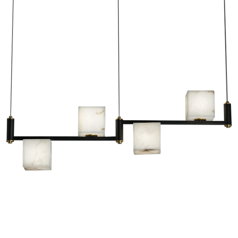 Люстра Marble Cubes Modern Light Chandelier 4 плафона Черный Белый Мрамор Bianco Латунь Люстра Marble Cubes Modern Light Chandelier 4 плафона Черный Белый Мрамор Bianco Латунь в Орле | Loft Concept