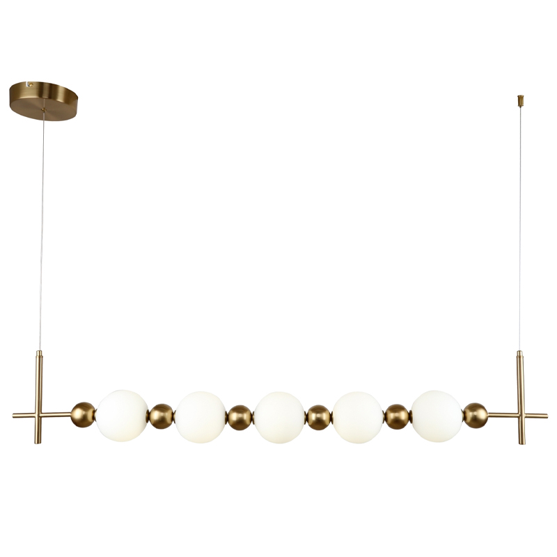 Линейная люстра PEARLS SUSPENSION Белый Латунь Линейная люстра PEARLS SUSPENSION Белый Латунь в Орле | Loft Concept
