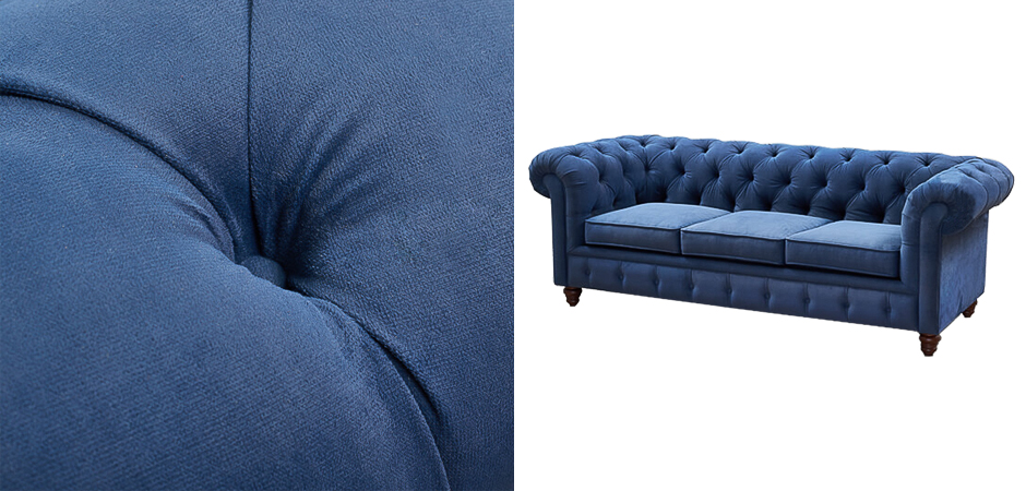 Диван Mini Kensington Sofa triple blue velor Диван Mini Kensington Sofa triple blue velor - Loft-Concept в Орле