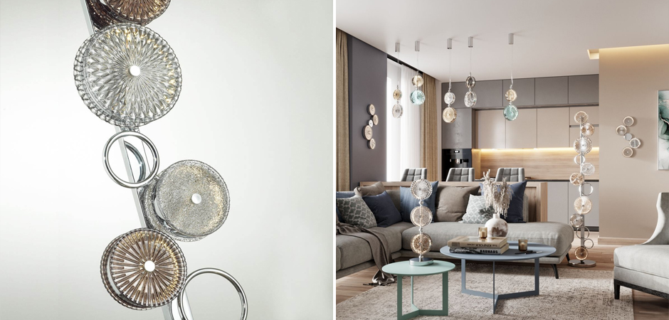 Торшер с рельефным стеклом Glass Peonies Торшер с рельефным стеклом Glass Peonies - Loft-Concept в Орле