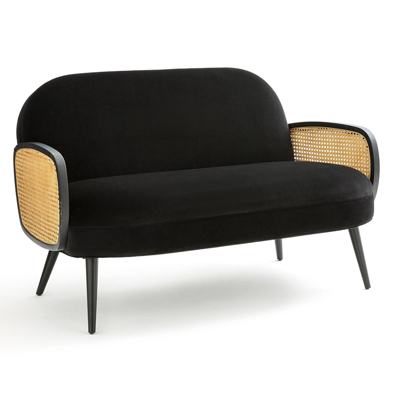 Диван Morten Wicker Black Sofa Черный Черный Диван Morten Wicker Black Sofa Черный Черный в Орле | Loft Concept