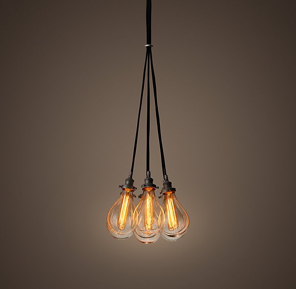 Подвесной светильник Glass Teardrop Pear 7 Черный в Орле | Loft Concept 