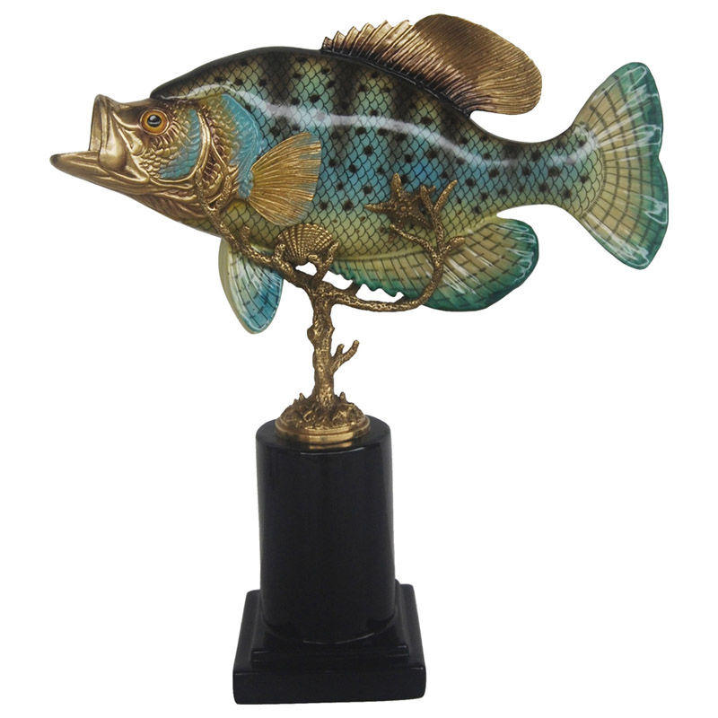 Статуэтка Fish on stand Бронза Морская синь Серо-голубой Статуэтка Fish on stand Бронза Морская синь Серо-голубой в Орле | Loft Concept