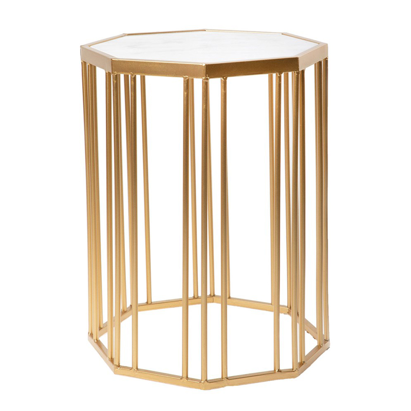 Приставной стол Side Table Marble белый мрамор Золотой Белый Мрамор Bianco в Орле | Loft Concept 