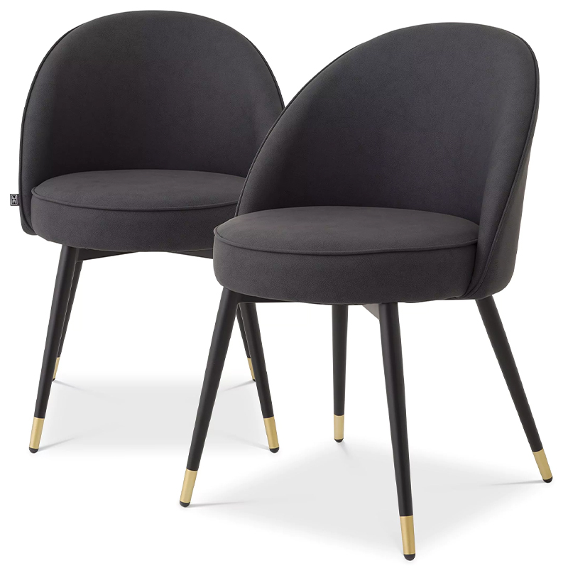 Комплект из двух стульев Eichholtz Dining Chair Cooper Set of 2 Grey Графит Черный Латунь Комплект из двух стульев Eichholtz Dining Chair Cooper Set of 2 Grey Графит Черный Латунь в Орле | Loft Concept