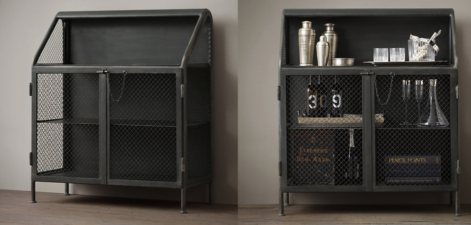 Бар металлический в стиле Лофт Vintage French Factory Bar Cart Бар металлический в стиле Лофт Vintage French Factory Bar Cart - Loft-Concept в Орле