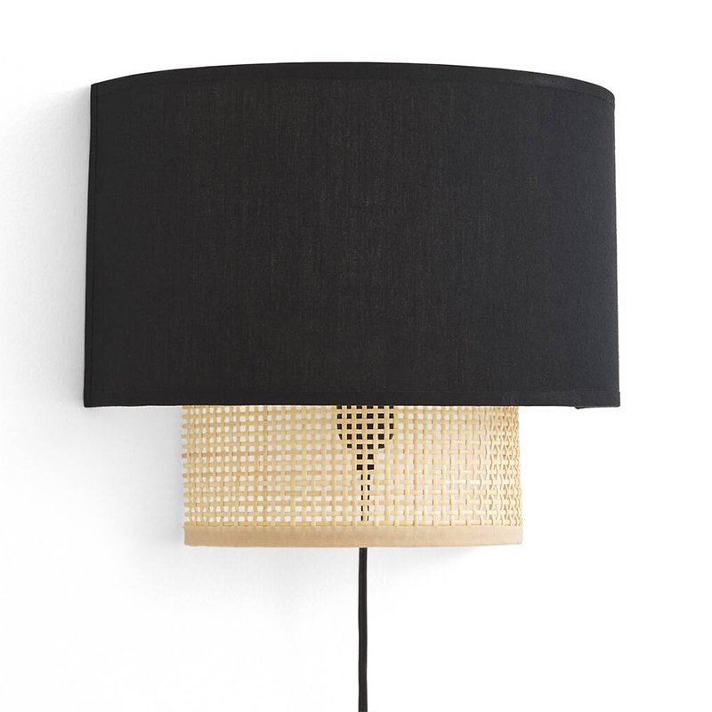 Бра Ottar Wicker Black lampshade Бежевый Черный Бра Ottar Wicker Black lampshade Бежевый Черный в Орле | Loft Concept