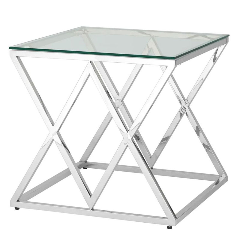 Стол приставной Geometry Rhombus Silver Серебряный Прозрачное Стекло Стол приставной Geometry Rhombus Silver Серебряный Прозрачное Стекло в Орле | Loft Concept