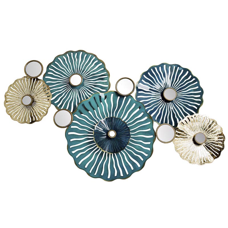 Арт-объект Flower Disk with Mirrored Middle Золотой Синий Арт-объект Flower Disk with Mirrored Middle Золотой Синий в Орле | Loft Concept