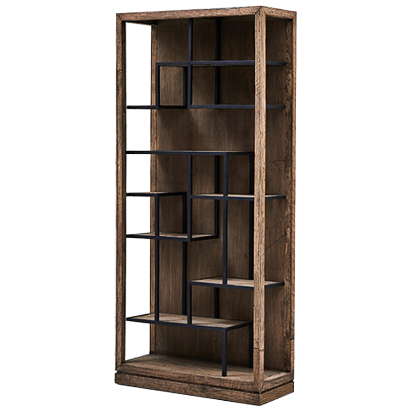 Стеллаж деревянный в стиле Лофт Geometric Loft Rack Черный Коричневый в Орле | Loft Concept 