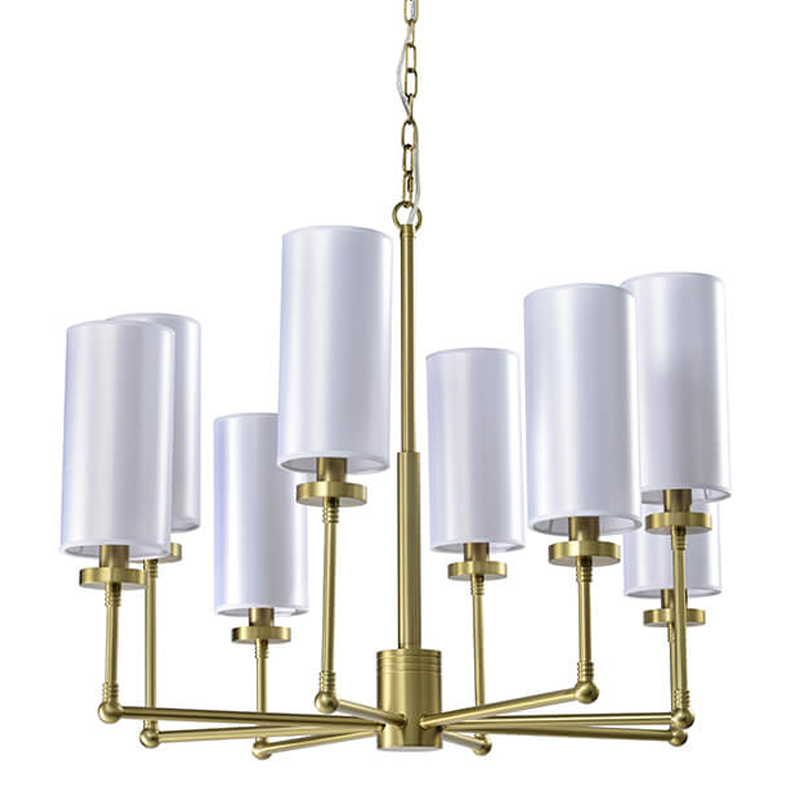 Люстра Fabric Lampshade Brass 8 Белый Матовая латунь Люстра Fabric Lampshade Brass 8 Белый Матовая латунь в Орле | Loft Concept