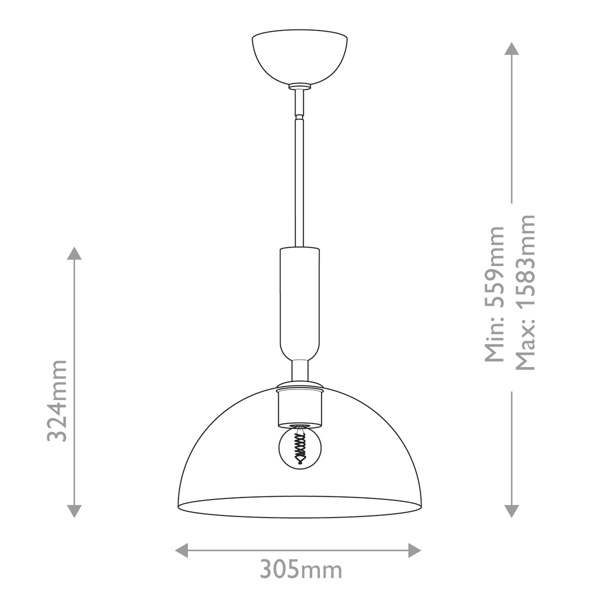 Подвесной светильник с прозрачным полусферическим стеклянным плафоном Alora Mood  в Орле