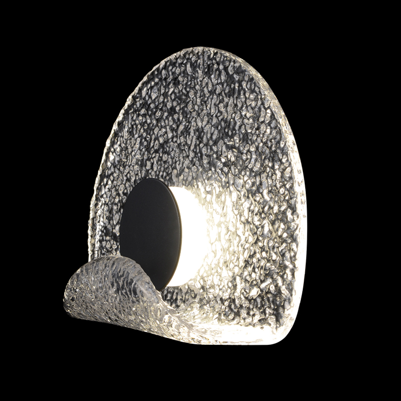Бра из текстурированного прозрачного стекла с изогнутым краем Textured Glass Черный Прозрачное Стекло Бра из текстурированного прозрачного стекла с изогнутым краем Textured Glass Черный Прозрачное Стекло в Орле | Loft Concept