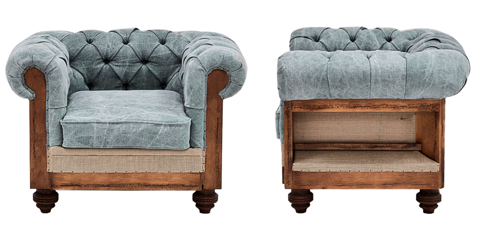 Кресло Deconstructed Chesterfield Armchair Gray Blue Кресло Deconstructed Chesterfield Armchair Gray Blue - Loft-Concept в Орле