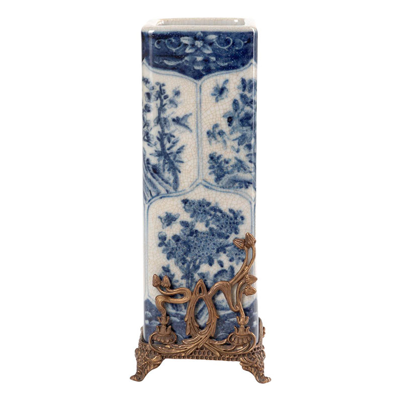 Ваза высокая с орнаментом White Ornament Vases Синий Белый Ваза высокая с орнаментом White Ornament Vases Синий Белый в Орле | Loft Concept