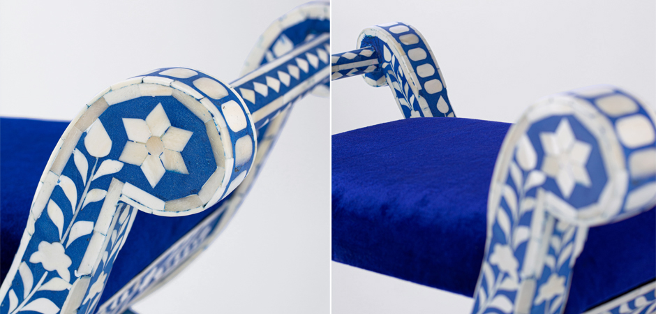 Табурет отделка кость голубой BONE INLAY Jenny Stool - фото №1