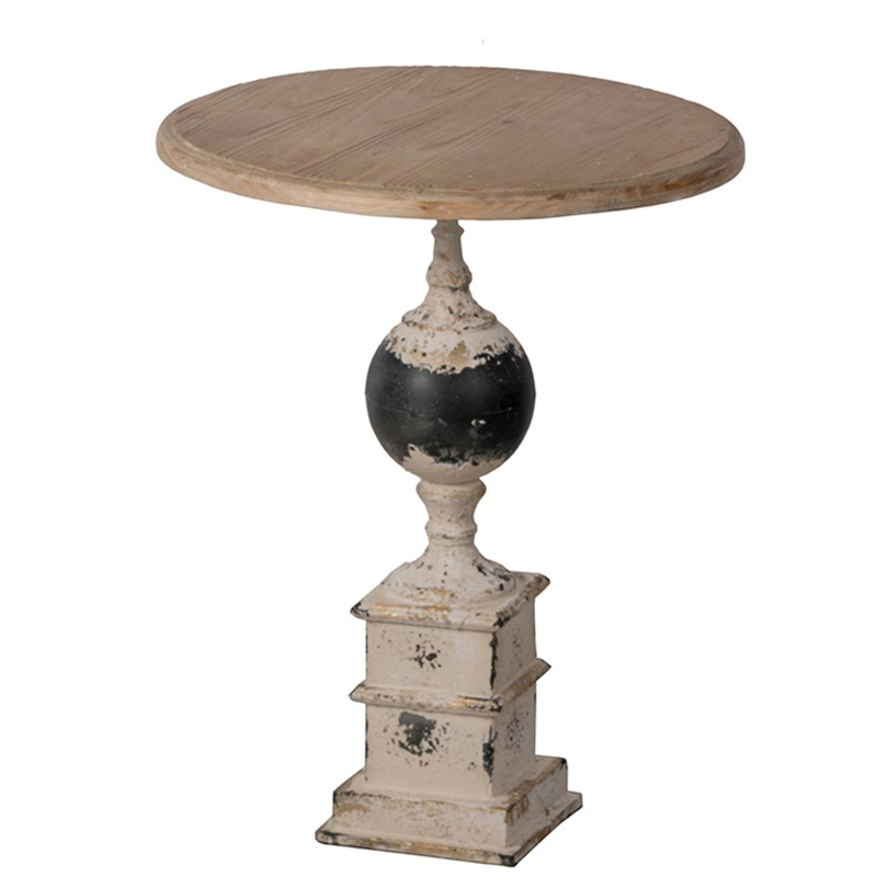 Приставной стол Pedestal Table Черный Белый винтажная патина Древесина Приставной стол Pedestal Table Черный Белый винтажная патина Древесина в Орле | Loft Concept