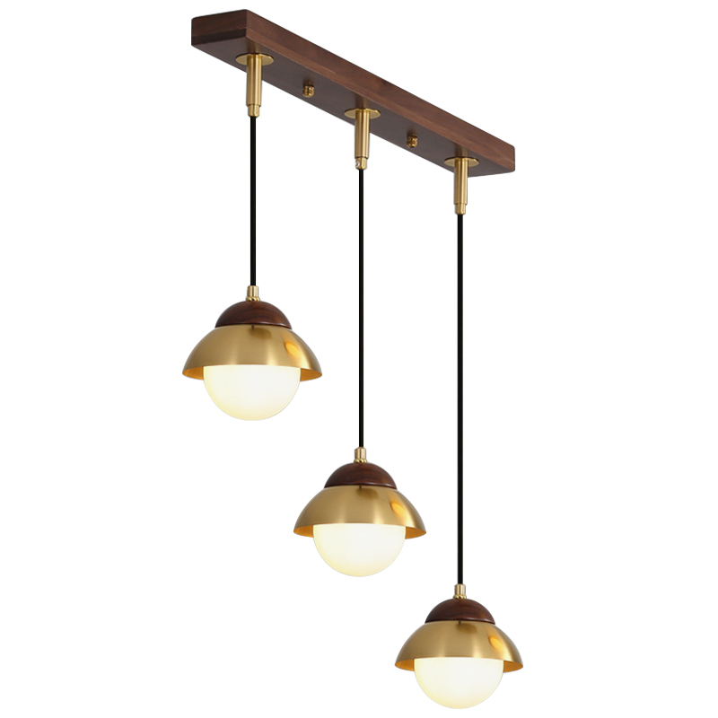 Линейный светильник Roch Linear Pendant Wooden Eco Light Белый Коричневый Латунь в Орле | Loft Concept 