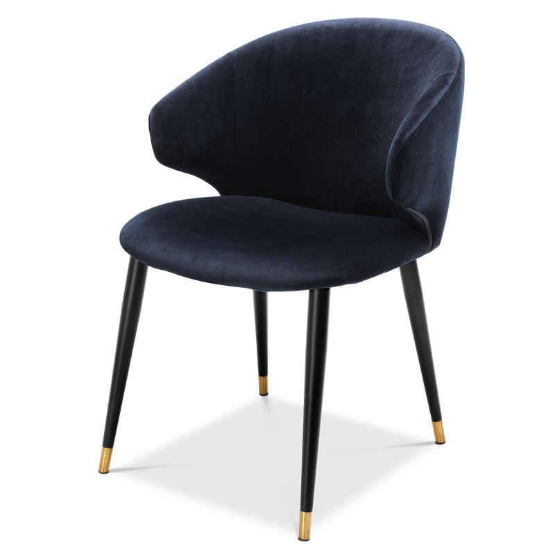 Стул Eichholtz DINING CHAIR VOLANTE blue Темно-синий Черный Золотой Стул Eichholtz DINING CHAIR VOLANTE blue Темно-синий Черный Золотой в Орле | Loft Concept