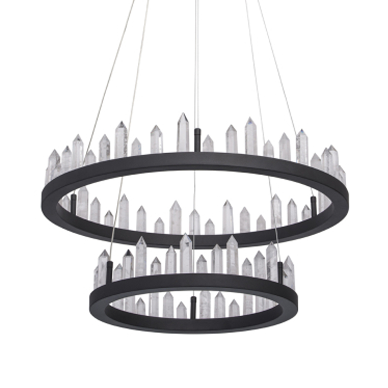 Люстра с двумя кольцами черного цвета с хрустальными элементами QUARTZ CRYSTAL Черный Прозрачный в Орле | Loft Concept 