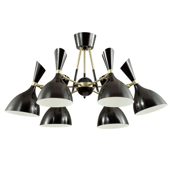 Потолочный светильник Duke Chandelier 6 black Черный матовое золото Потолочный светильник Duke Chandelier 6 black Черный матовое золото в Орле | Loft Concept