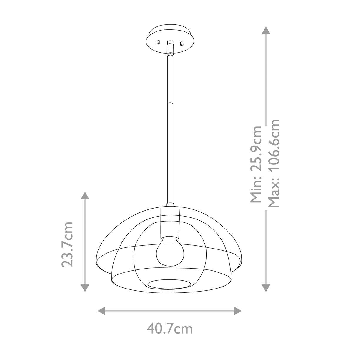 Подвесной светильник с прозрачным двойным стеклянным плафоном в форме купола и внутренней сферой Hinkley в Орле