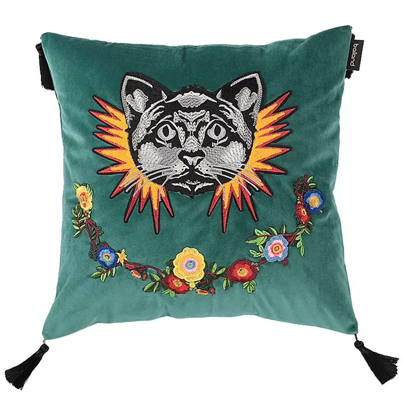 Декоративная подушка с вышивкой Стиль Gucci Cat Cushion  в Орле | Loft Concept 