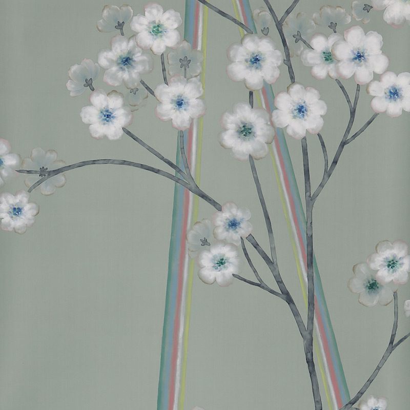 Обои ручная роспись Anemones in Light Daybreak on Blue Grey dyed silk  в Орле | Loft Concept 