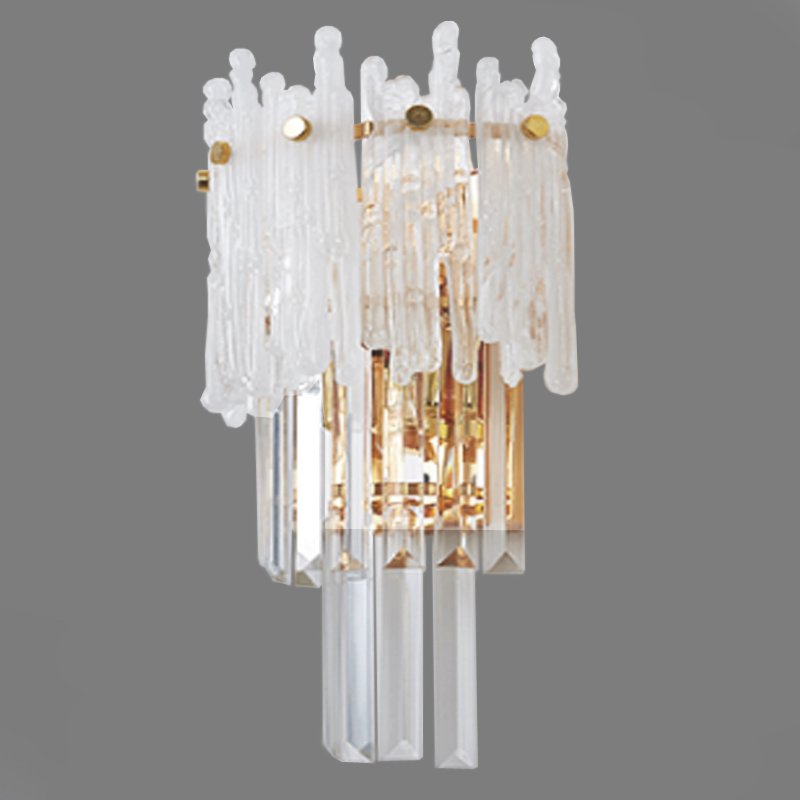 Бра Murano Glass ICE Белый Прозрачное Стекло Золотой в Орле | Loft Concept 