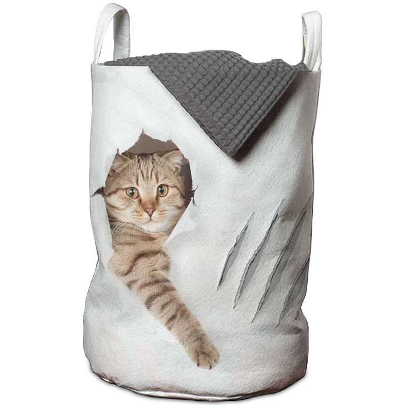 Корзина Hello Cat Basket Белый Бежево-серый Корзина Hello Cat Basket Белый Бежево-серый в Орле | Loft Concept