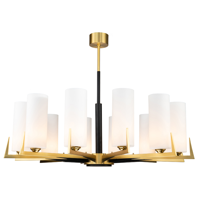 Люстра Benoit Chandelier 110 Латунь Белое матовое стекло Черный Люстра Benoit Chandelier 110 Латунь Белое матовое стекло Черный в Орле | Loft Concept