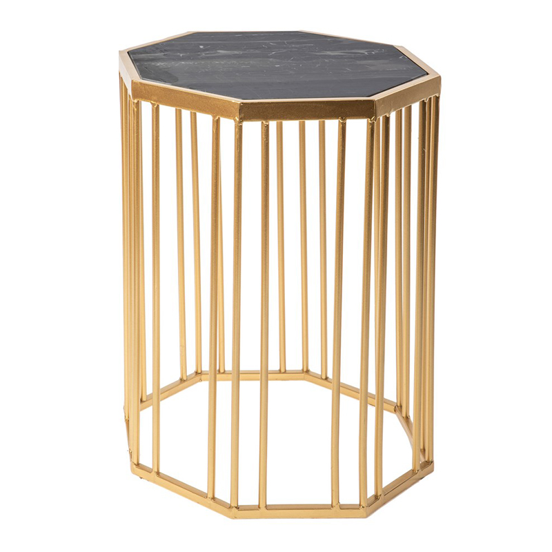 Приставной стол Side Table Marble чёрный мрамор Черный Мрамор Nero Золотой в Орле | Loft Concept 