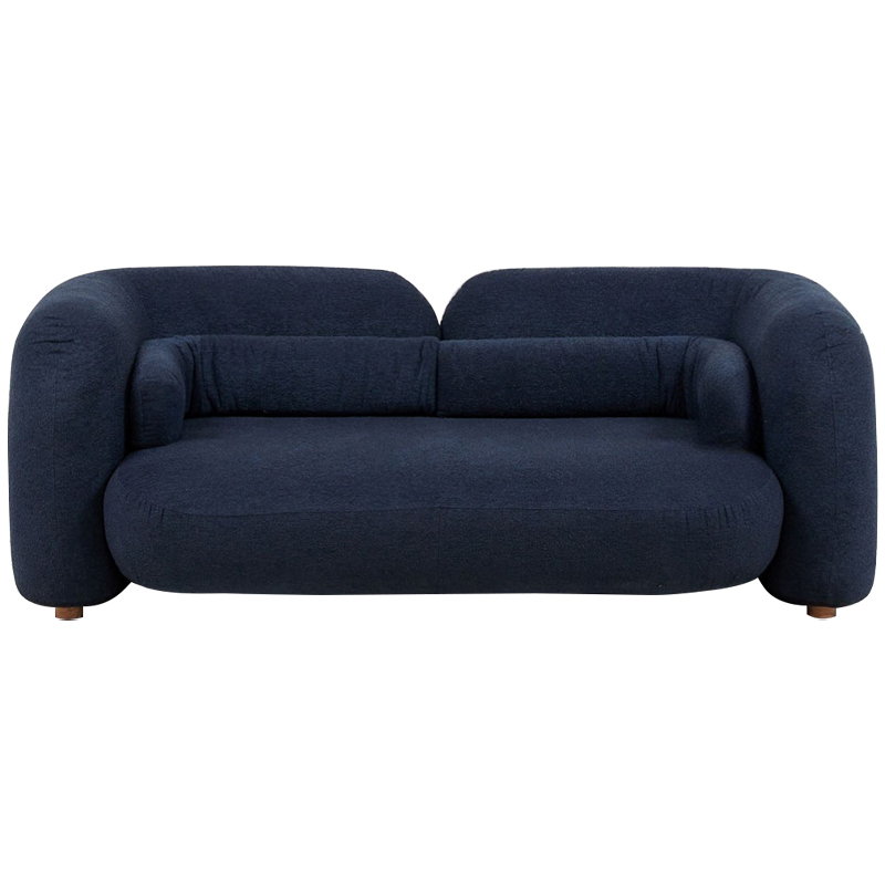Дизайнерский двухместный диван с мягкими спинкой и подлокотниками синий Madelaine Sofa Blue Темно-синий Коричневый в Орле | Loft Concept 